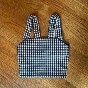 AERIE off-line gingham stretch cropped sports bra